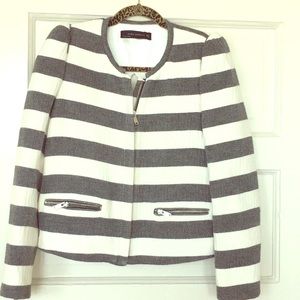 Zara zippered striped jacket M